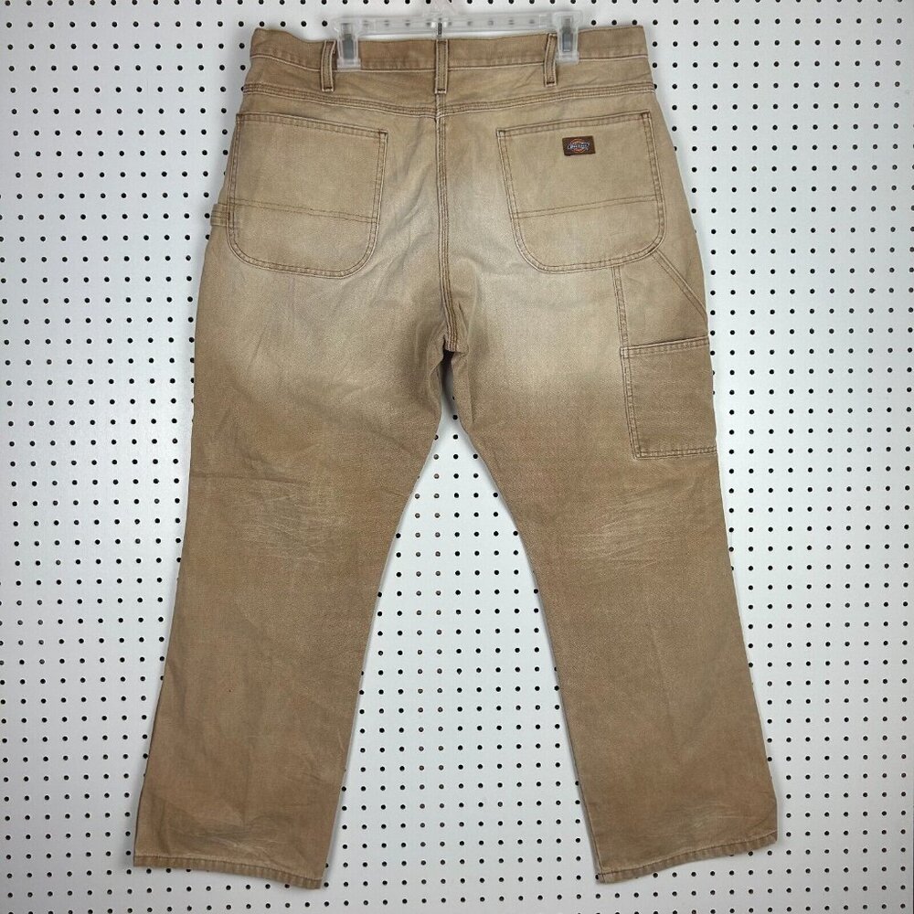Dickies Carpenter Pant 38x30 Brown Y2K Baggy Wide Leg Distressed Faded Work Wear